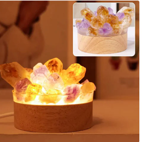 Natural Amethyst Epoxy Vug Small Night Lamp Ornaments