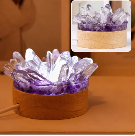 Natural Amethyst Epoxy Vug Small Night Lamp Ornaments