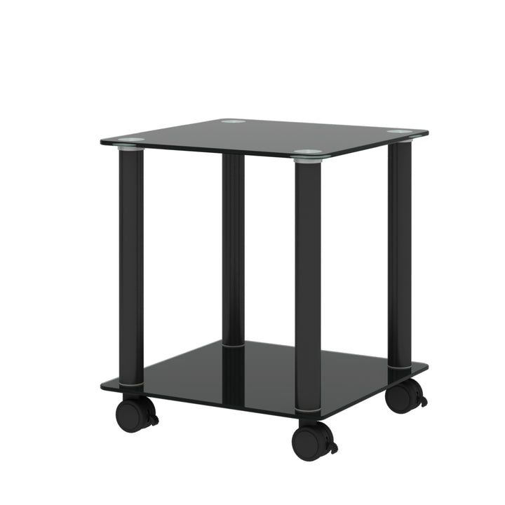 1-Piece 2-Tier Space End Table with Storage Shelves