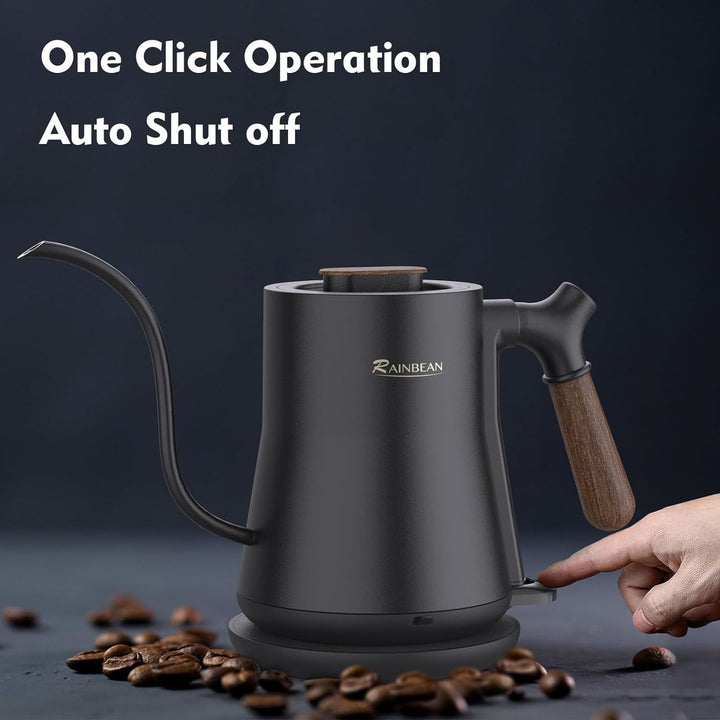 Gooseneck Electric Kettle, Pour Over Coffee Kettle & Tea Kettle, 100% Stainless Steel Inner With Leak Proof Design, 1000w Rapid Heating, Auto Shutoff Anti-dry Protection, 0.8L, Matte Black