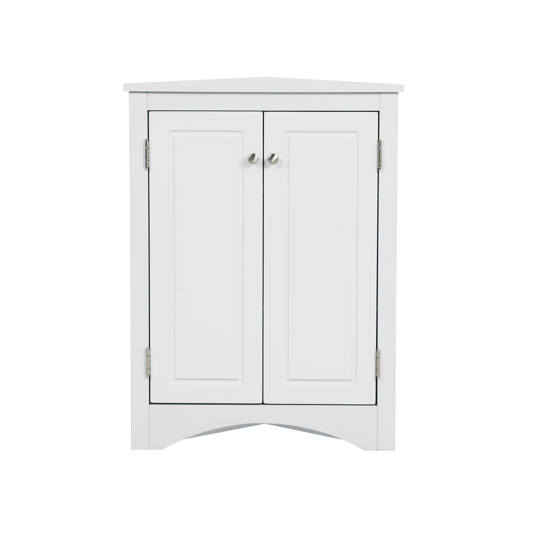 Triangle Bathroom Storage Cabinet with Adjustable Shelves, Freestanding Floor Cabinet