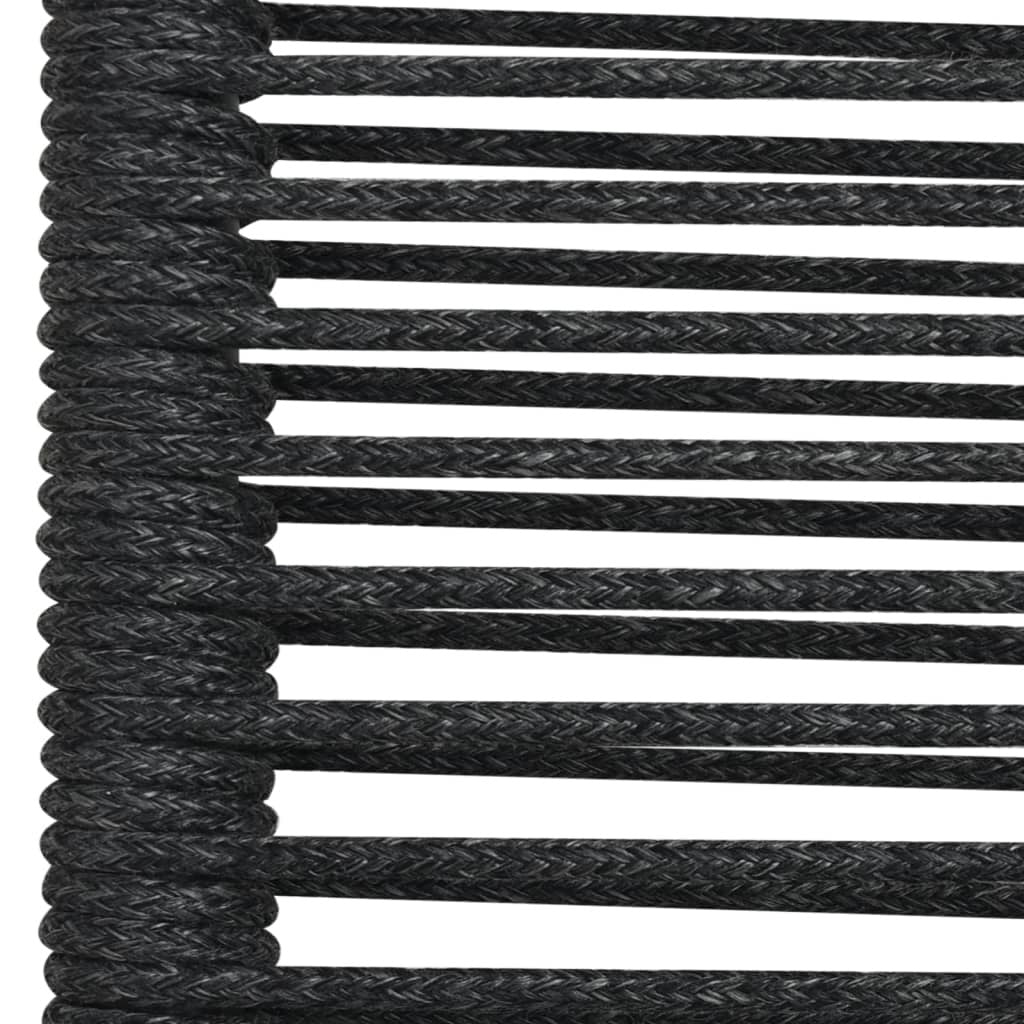 7 Piece Patio Dining Set Black Cotton Rope and Steel