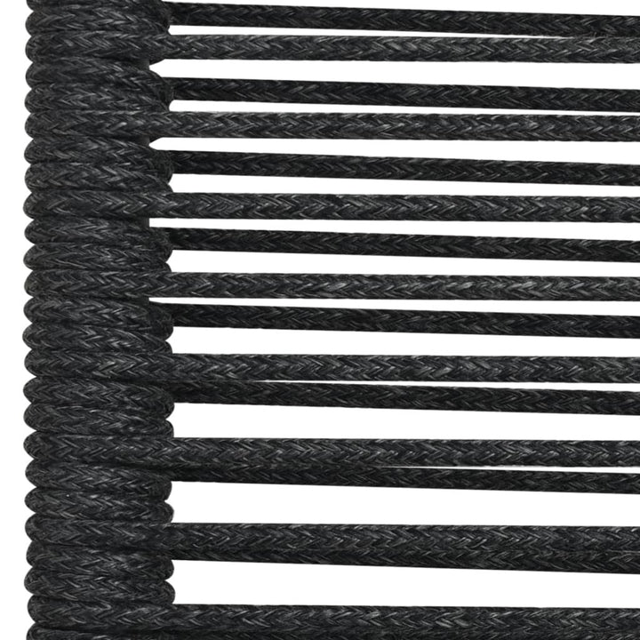 7 Piece Patio Dining Set Black Cotton Rope and Steel