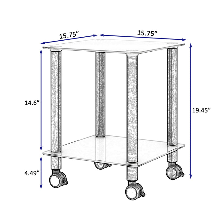 1-Piece 2-Tier Space End Table with Storage Shelves