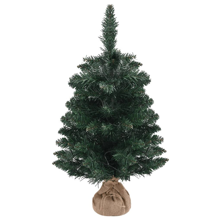 Artificial Christmas Tree with Stand and LEDs Green 23.6" PVC