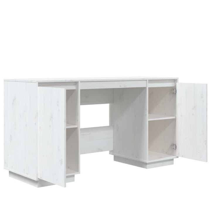 Desk White 55.1"x19.7"x29.5" Solid Wood Pine