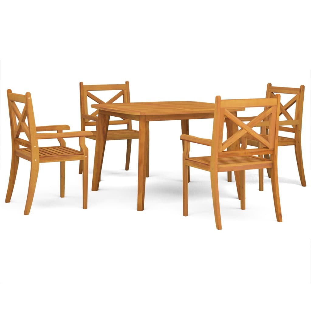 5 Piece Patio Dining Set Solid Wood Acacia