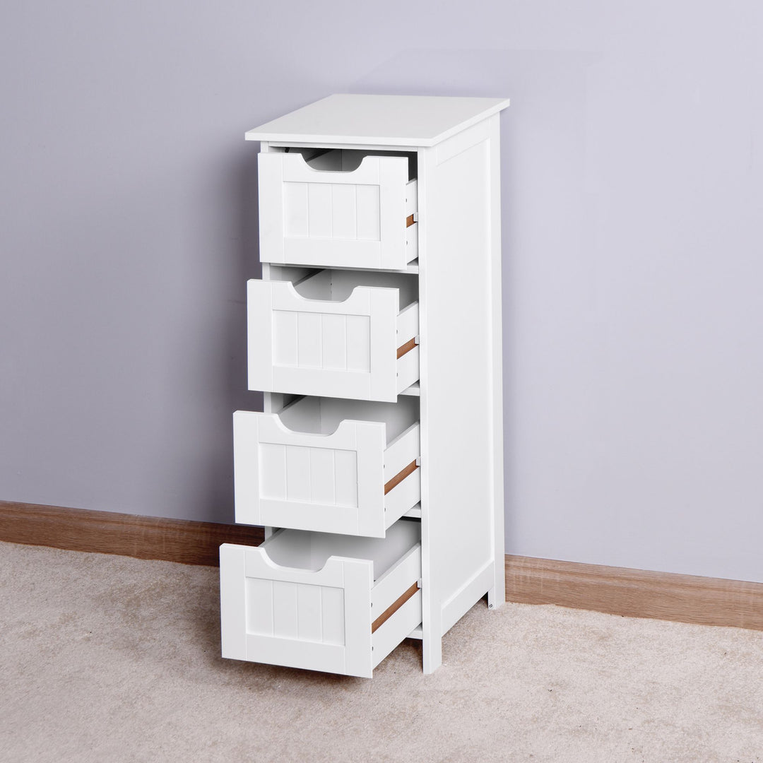 White Bathroom Storage Cabinet, Freestanding Cabinet with Drawers