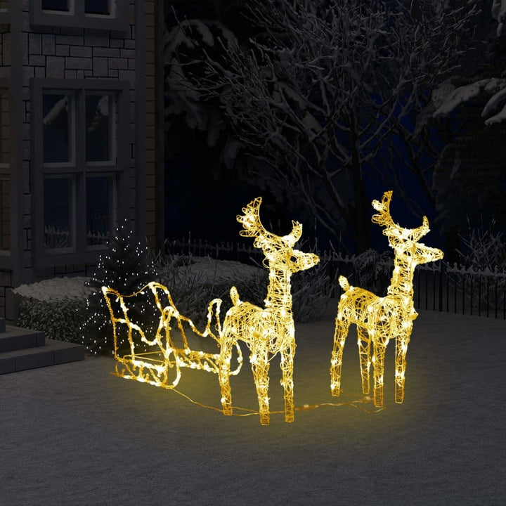Reindeers and Sleigh Christmas Decoration 160 LEDs 51.2" Acrylic