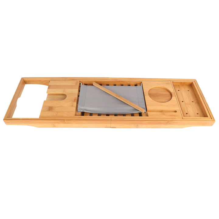 Bathtub Caddy Tray Crafted Bamboo Bath Tray Table Extendable Reading Rack Tablet Phone Holder