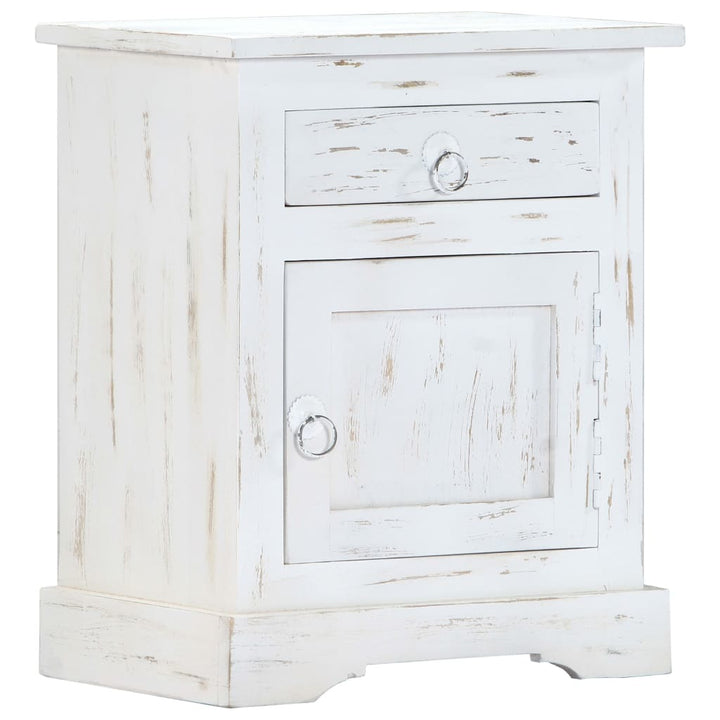 Nightstand Cabinet White 15.7"x 11.8"x 19.6" Solid Mango Wood