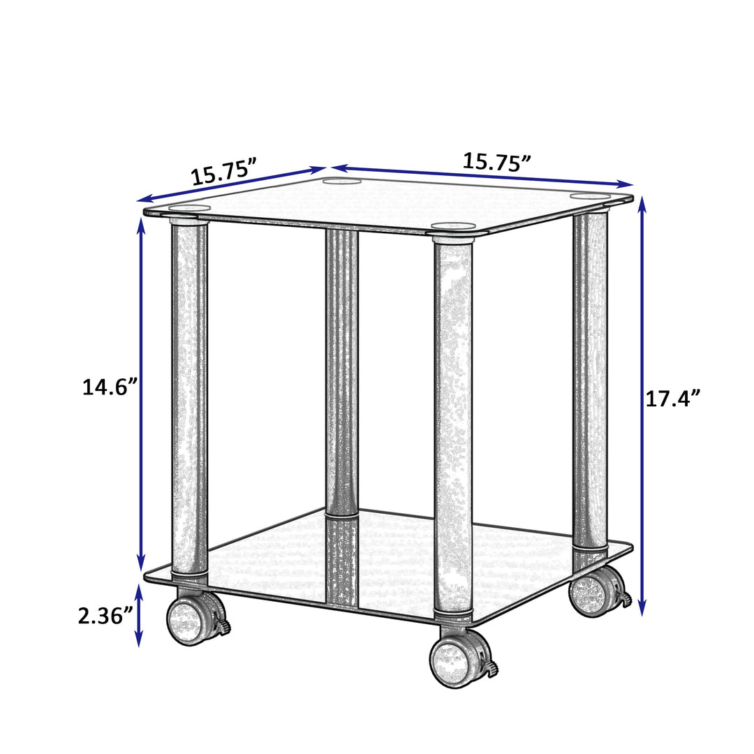 1-Piece 2-Tier Space End Table with Storage Shelves