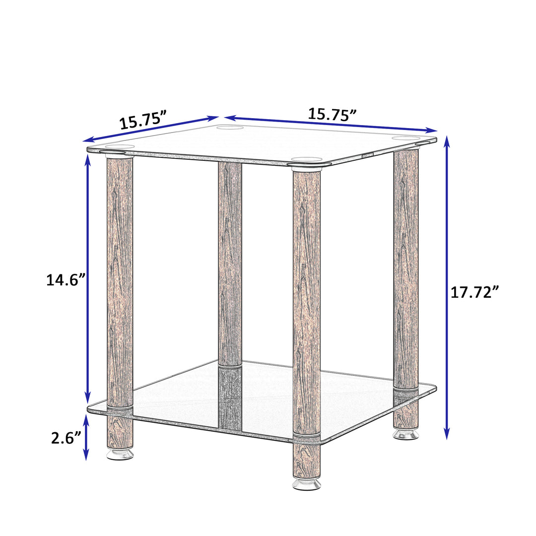 1-Piece 2-Tier Space End Table with Storage Shelves