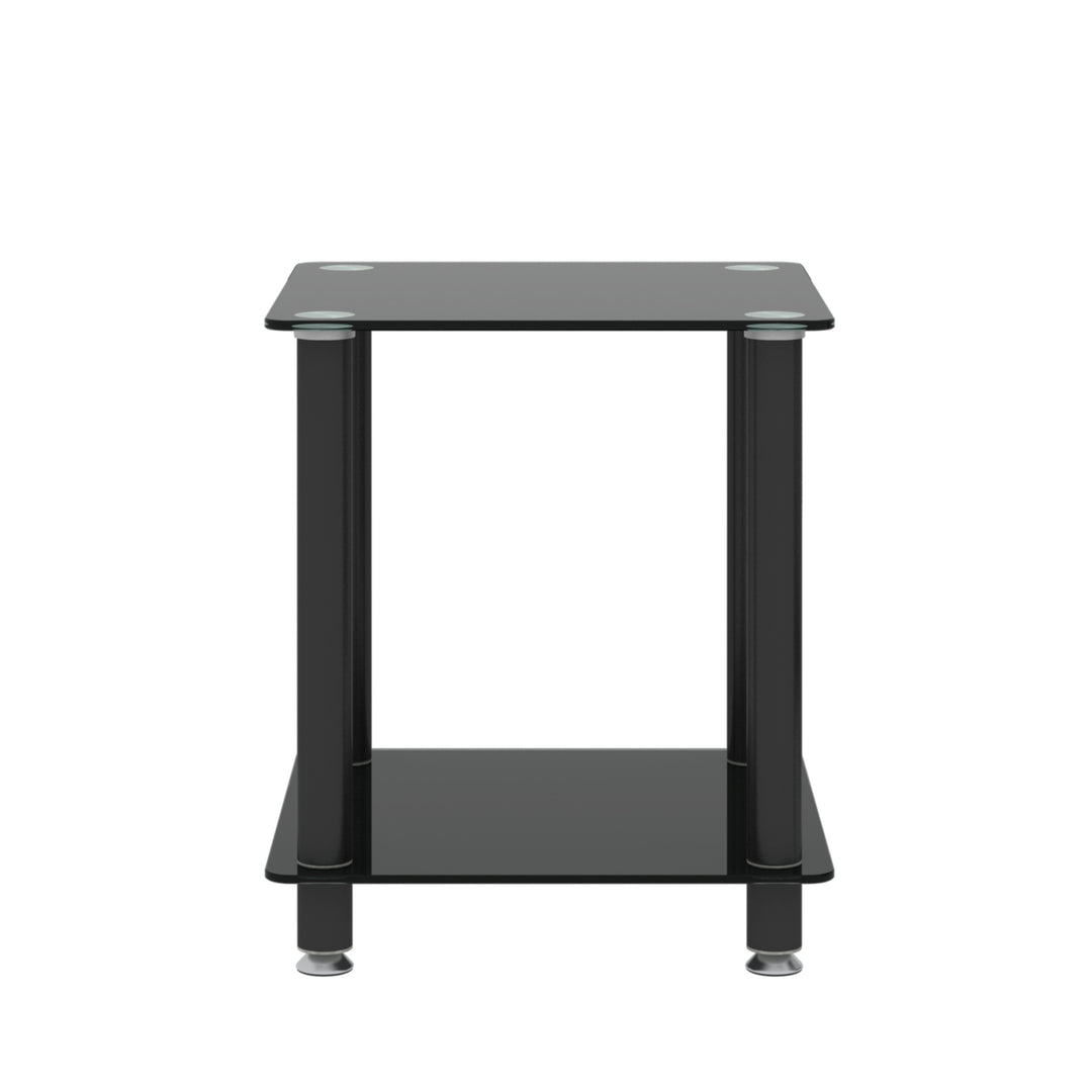 1-Piece 2-Tier Space End Table with Storage Shelves