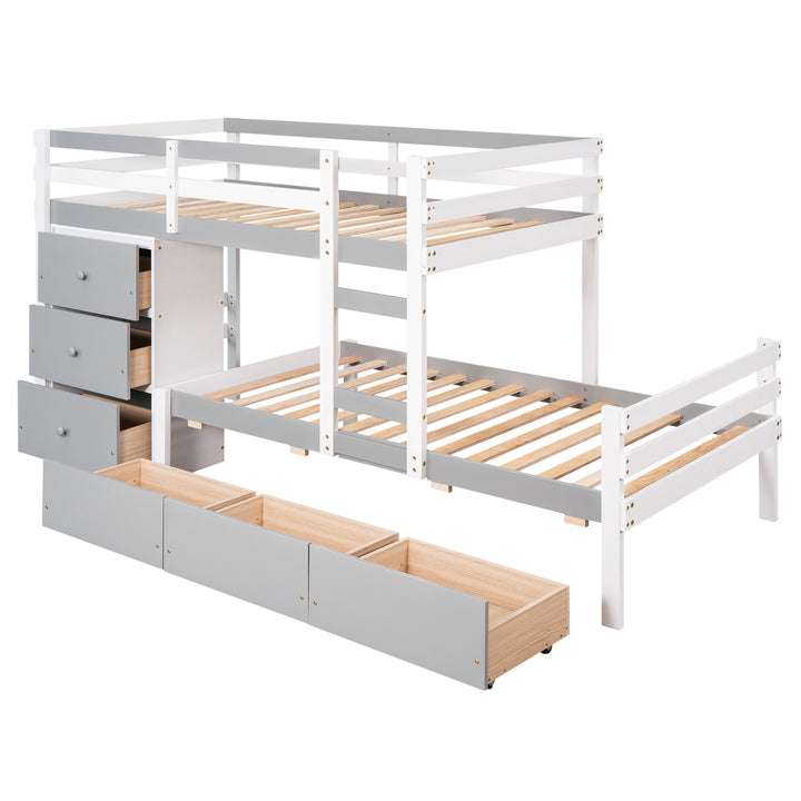 Twin over Twin Loft Bunk Bed with Drawers and Ladder