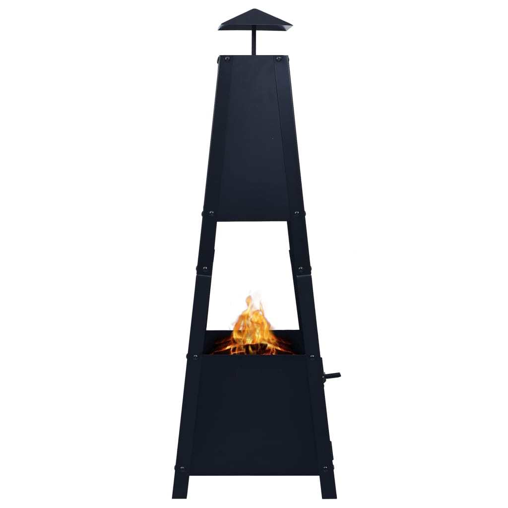 Fire Pit Black 13.8"x13.8"x39" Steel