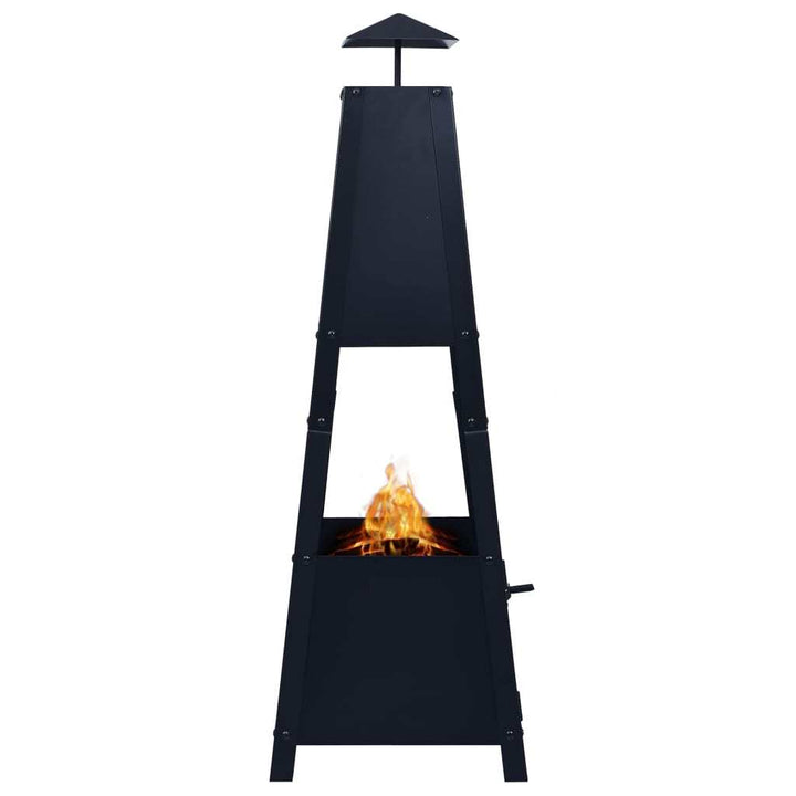 Fire Pit Black 13.8"x13.8"x39" Steel