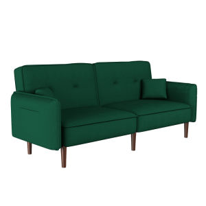 Convertible Sofa Bed with Wood Legs in Velvet