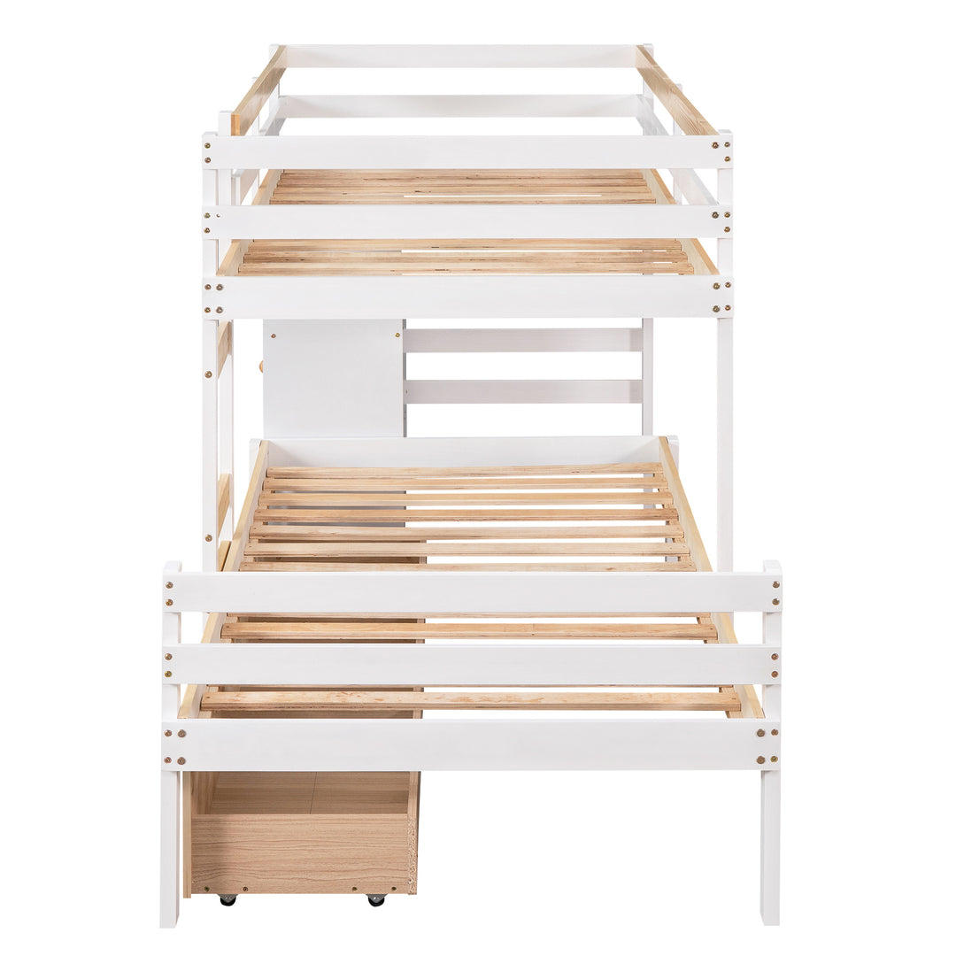 Twin over Twin Loft Bunk Bed with Drawers and Ladder