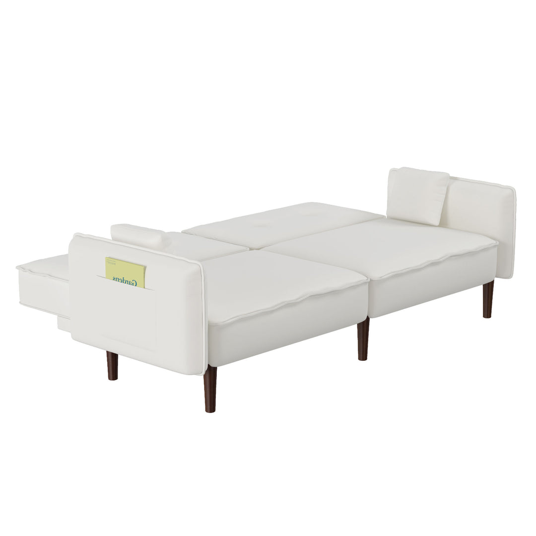 Convertible Sofa Bed with Wood Legs in Cotton Linen Fabric