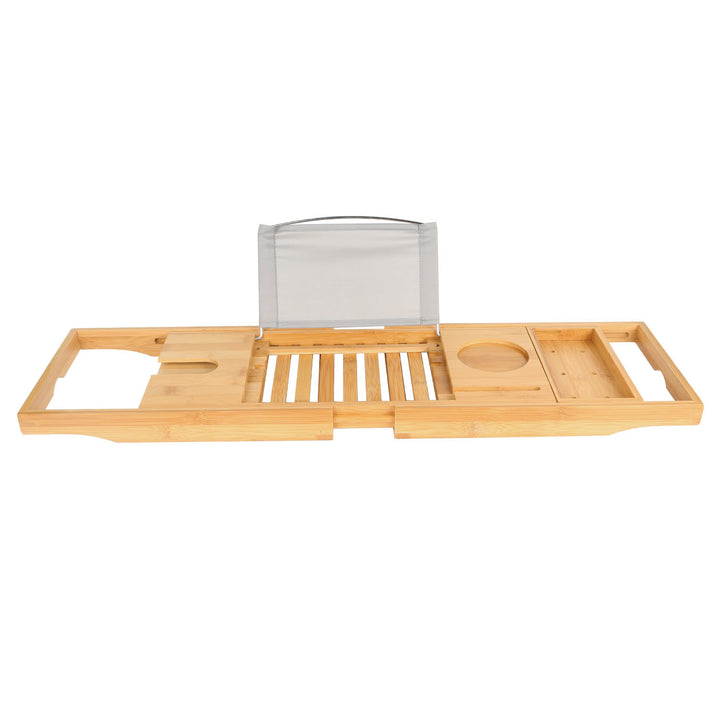 Bathtub Caddy Tray Crafted Bamboo Bath Tray Table Extendable Reading Rack Tablet Phone Holder