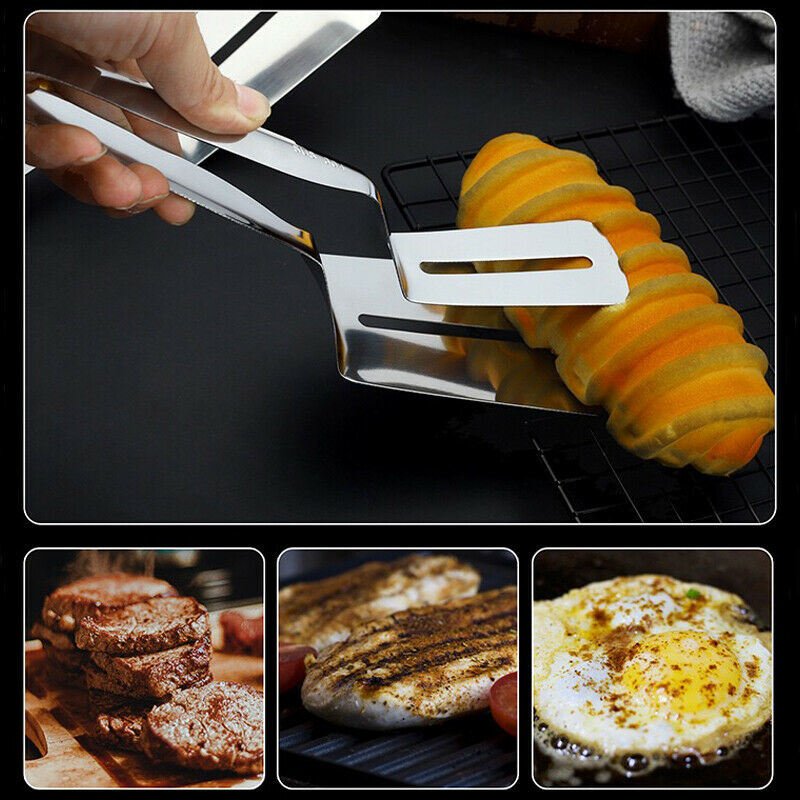 Stainless Steel Steak Clamp Food Bread Meat BBQ Clip Tongs Kitchen Cooking Tool