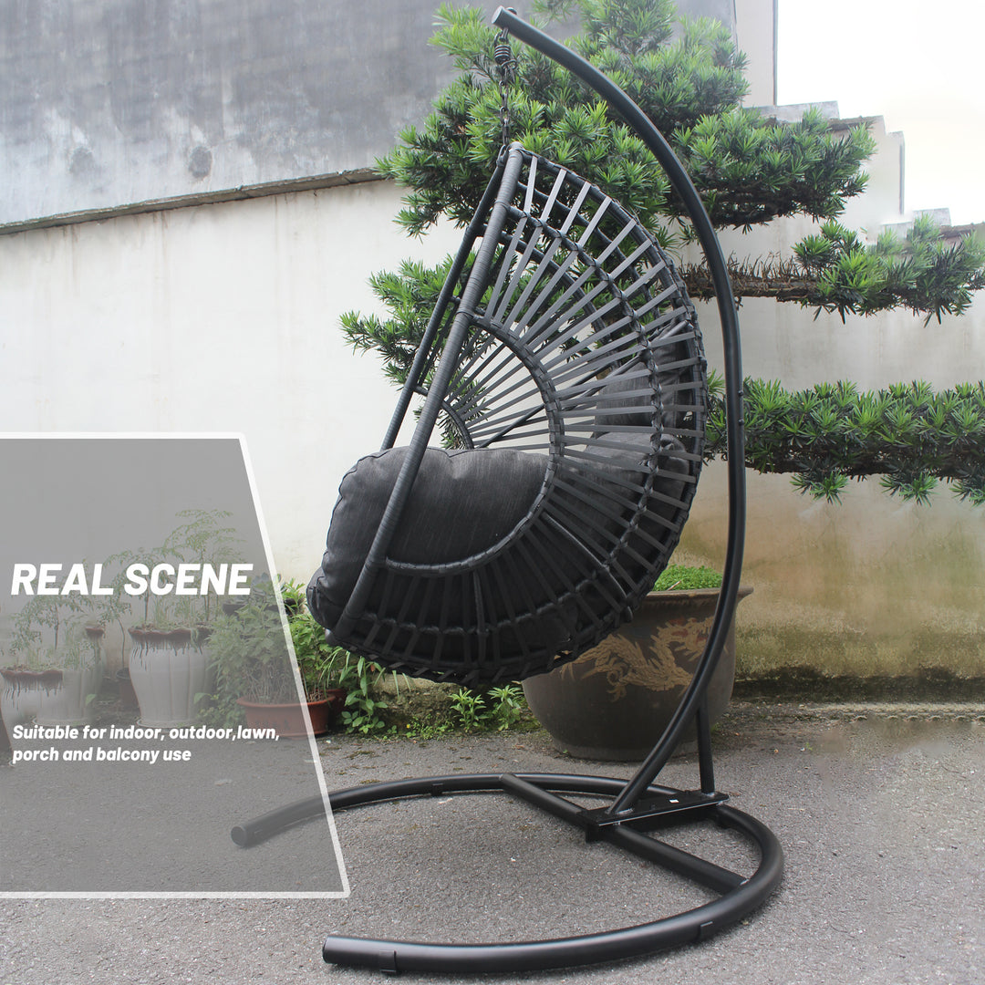 High Quality Outdoor Indoor Black Color PE Wicker Swing Egg chair
