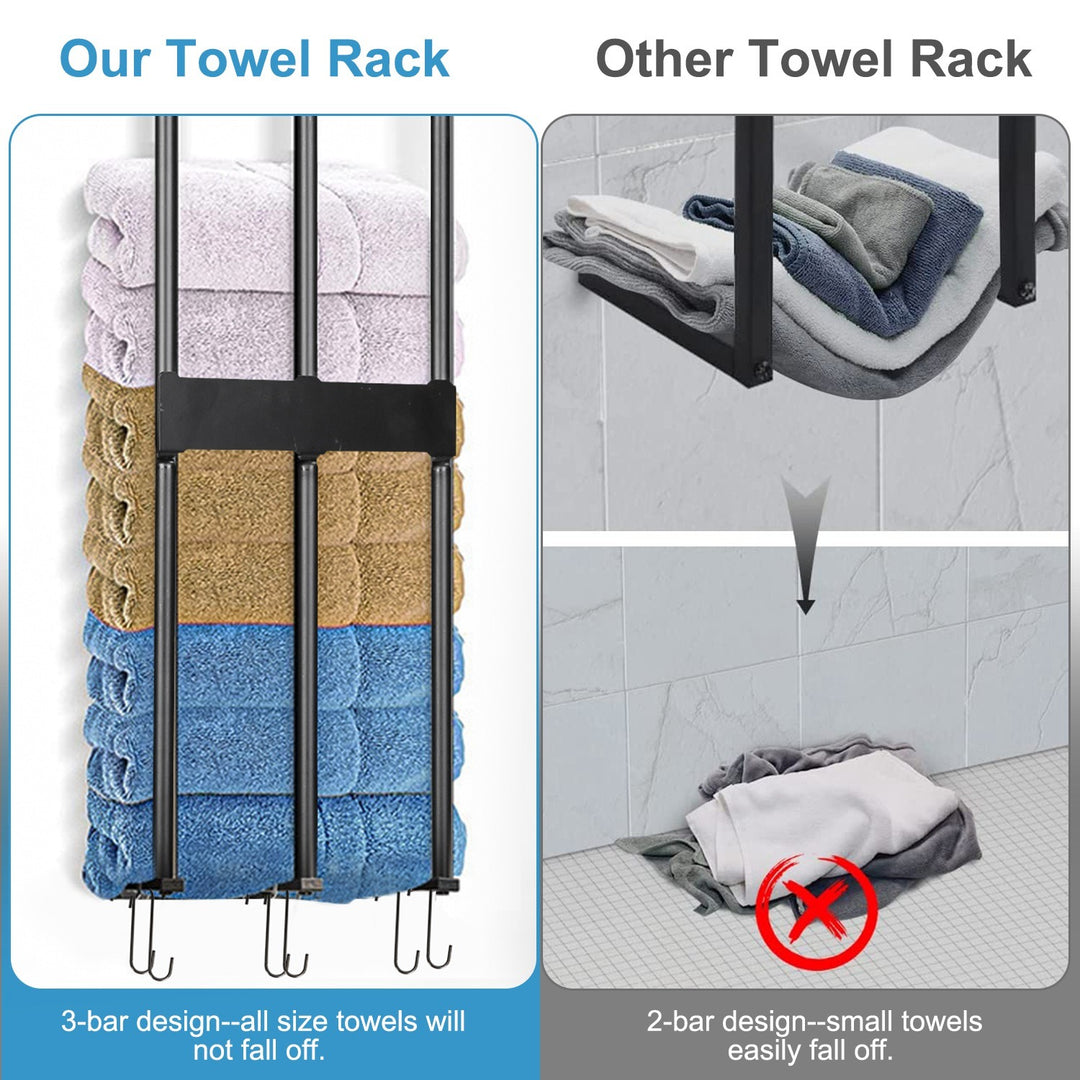 Wall Mounted Towel Rack for Rolled Towels Bathroom Towel Holder Organizer Storage Shelf for Bath Towels Hand Towels