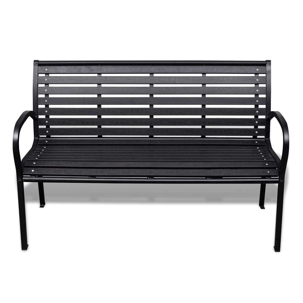 Garden Bench 49.2' Steel and WPC Black