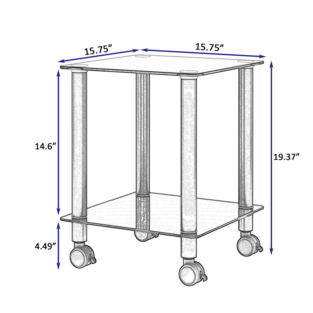 1-Piece 2-Tier Space End Table with Storage Shelves