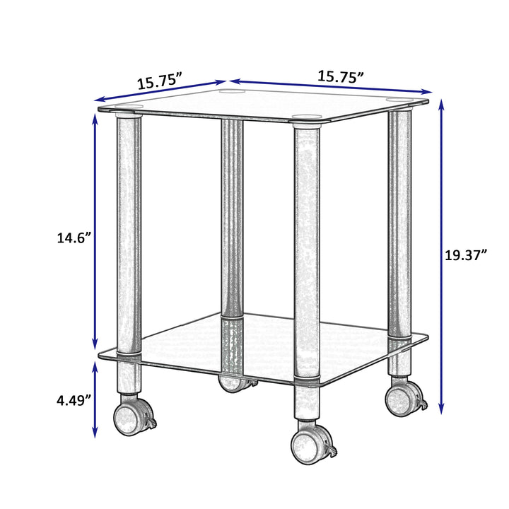 1-Piece 2-Tier Space End Table with Storage Shelves