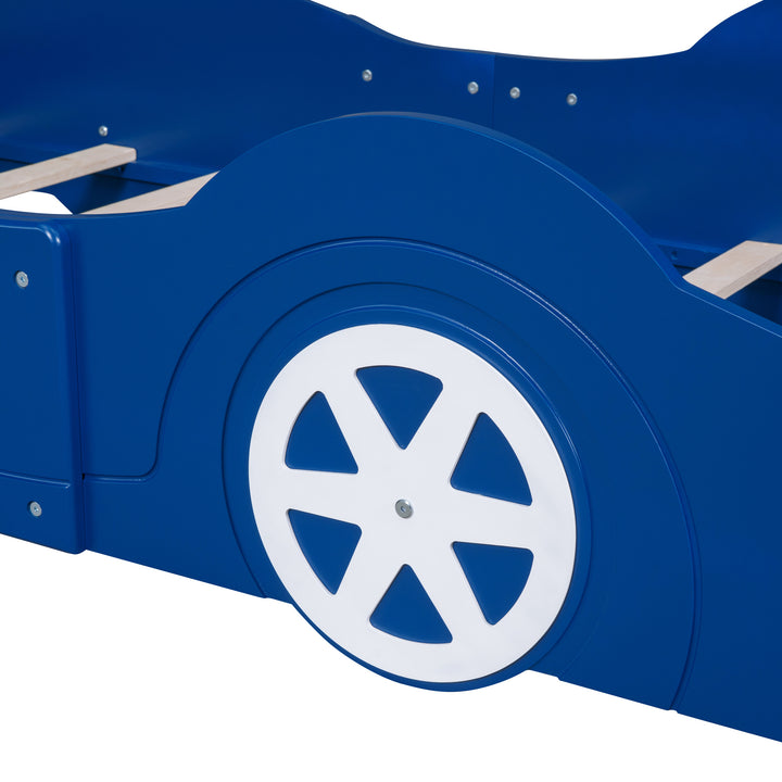 Twin Size Race Car-Shaped Platform Bed with Wheels