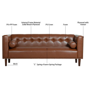 78.74" Wooden Decorated Arm 3 Seater Sofa