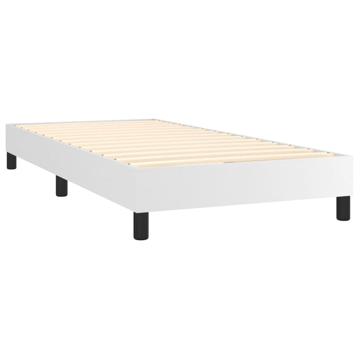 Box Spring Bed Frame White 39.4"x74.8" Twin Faux Leather