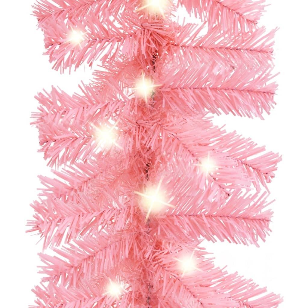 Christmas Garland with LED Lights 787.4" Pink