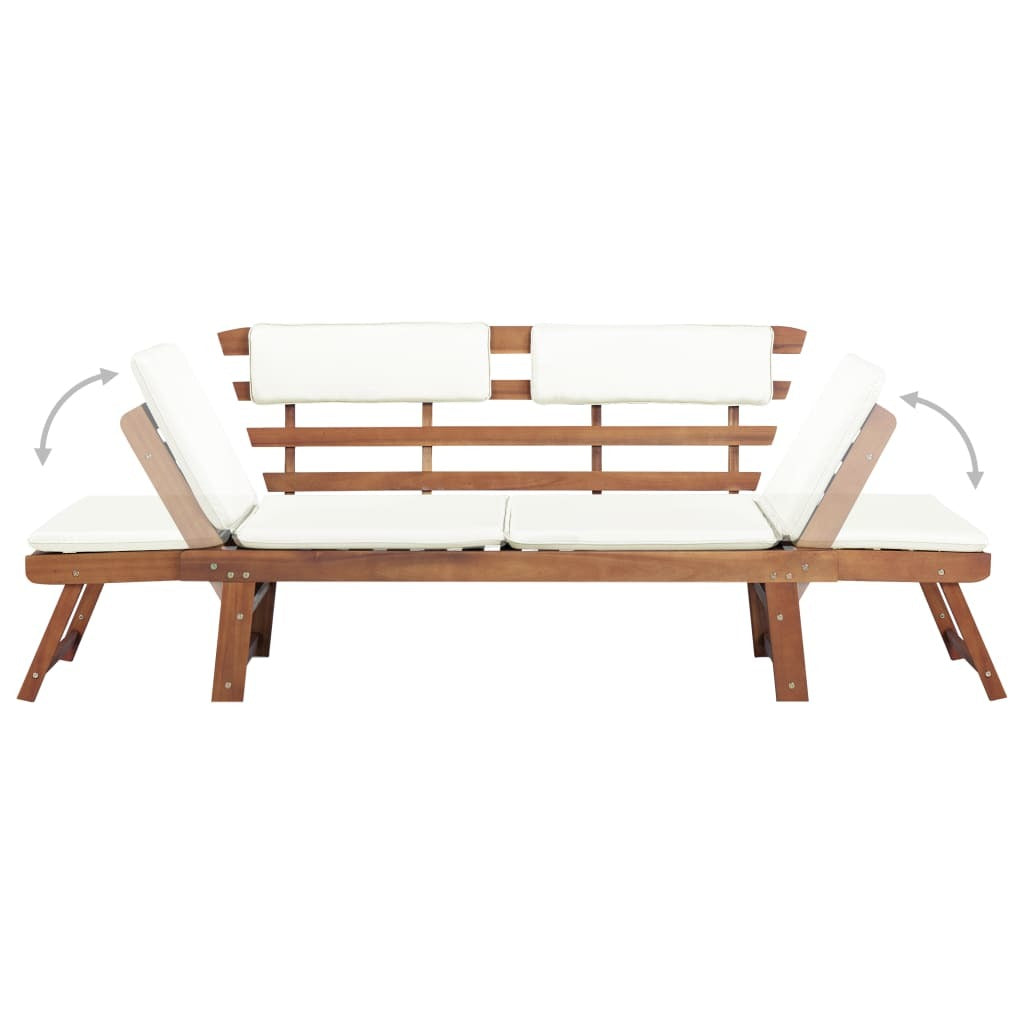 Garden Bench with Cushions 2-in-1 74.8' Solid Acacia Wood