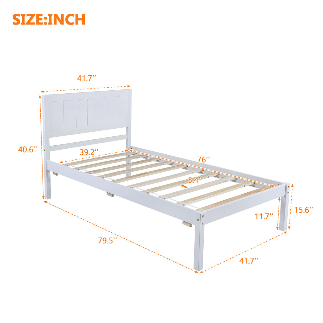 Wood Platform Bed Twin size Platform Bed with Headboard