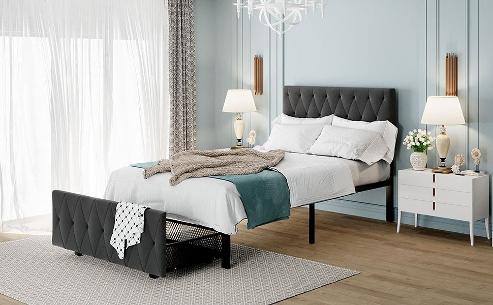 Twin Size Storage Bed Metal Platform Bed with a Big Drawer