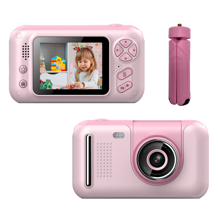 Kids Digital Camera with Flip Lens Children Video Camcorder Christmas Toy Birthday Gifts with Tripod 2.4in Screen 32G MMC Card for 3-10 Year Old Boys Girls