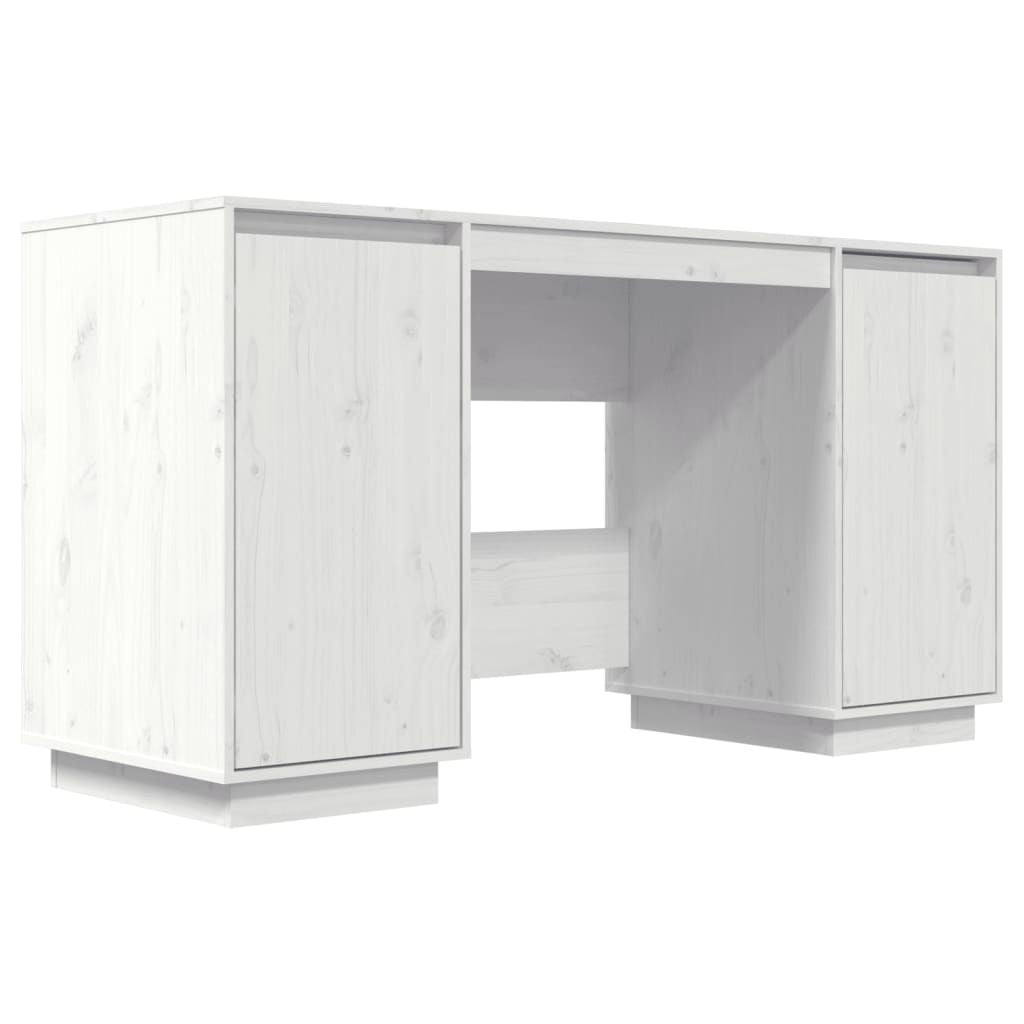 Desk White 55.1"x19.7"x29.5" Solid Wood Pine