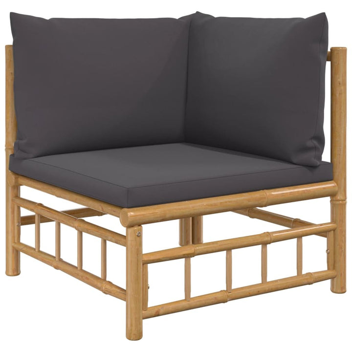 5 Piece Patio Lounge Set with Dark Gray Cushions Bamboo