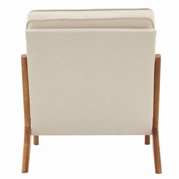 Oak Armrest Oak Upholstered Single Accent Chair Off-White