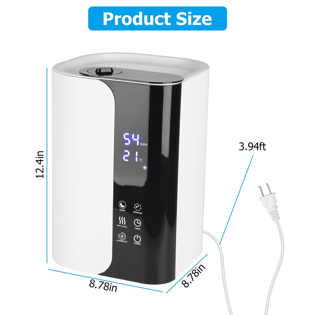 5L/1.32Gal Humidifiers Top Fill Cool Mist Humidifier with Essential Oils Diffuser Filter 360° Rotatable Outlet Nozzle 1-8 Hours Timer 1-3 Level Mist 40-90% Humidity