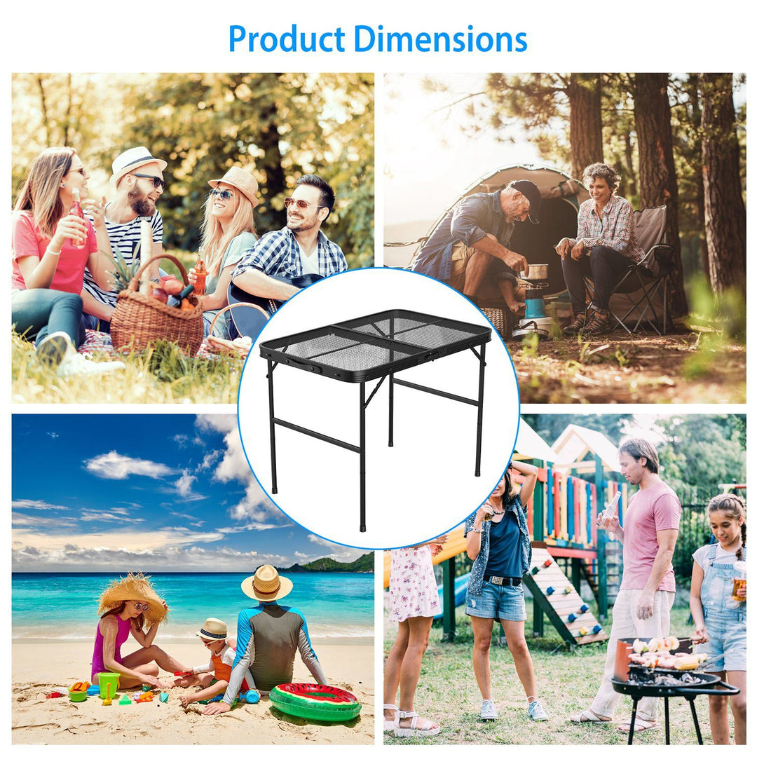 35.62x23.42x25.9in Foldable Camping Table Collapsible Picnic Aluminum Alloy Grill Stand 88LBS Max Load Height Adjustable BBQ Table