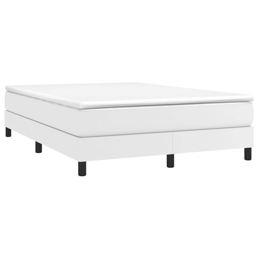 Box Spring Bed Frame White 53.9"x74.8" Full Faux Leather