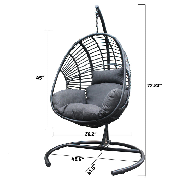 High Quality Outdoor Indoor Black Color PE Wicker Swing Egg chair