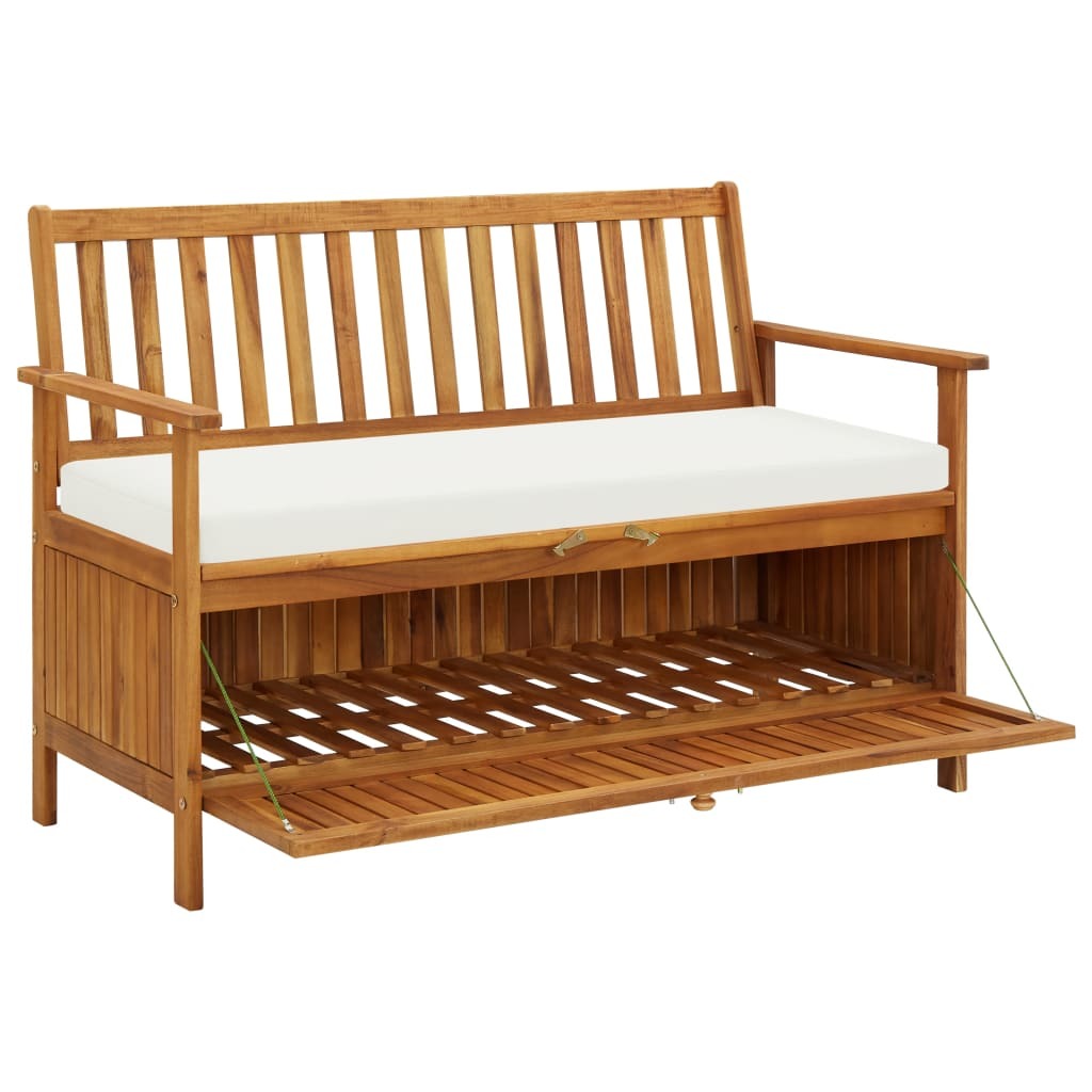 Garden Storage Bench Solid Acacia Wood 47.2"x24.8"x33.1"