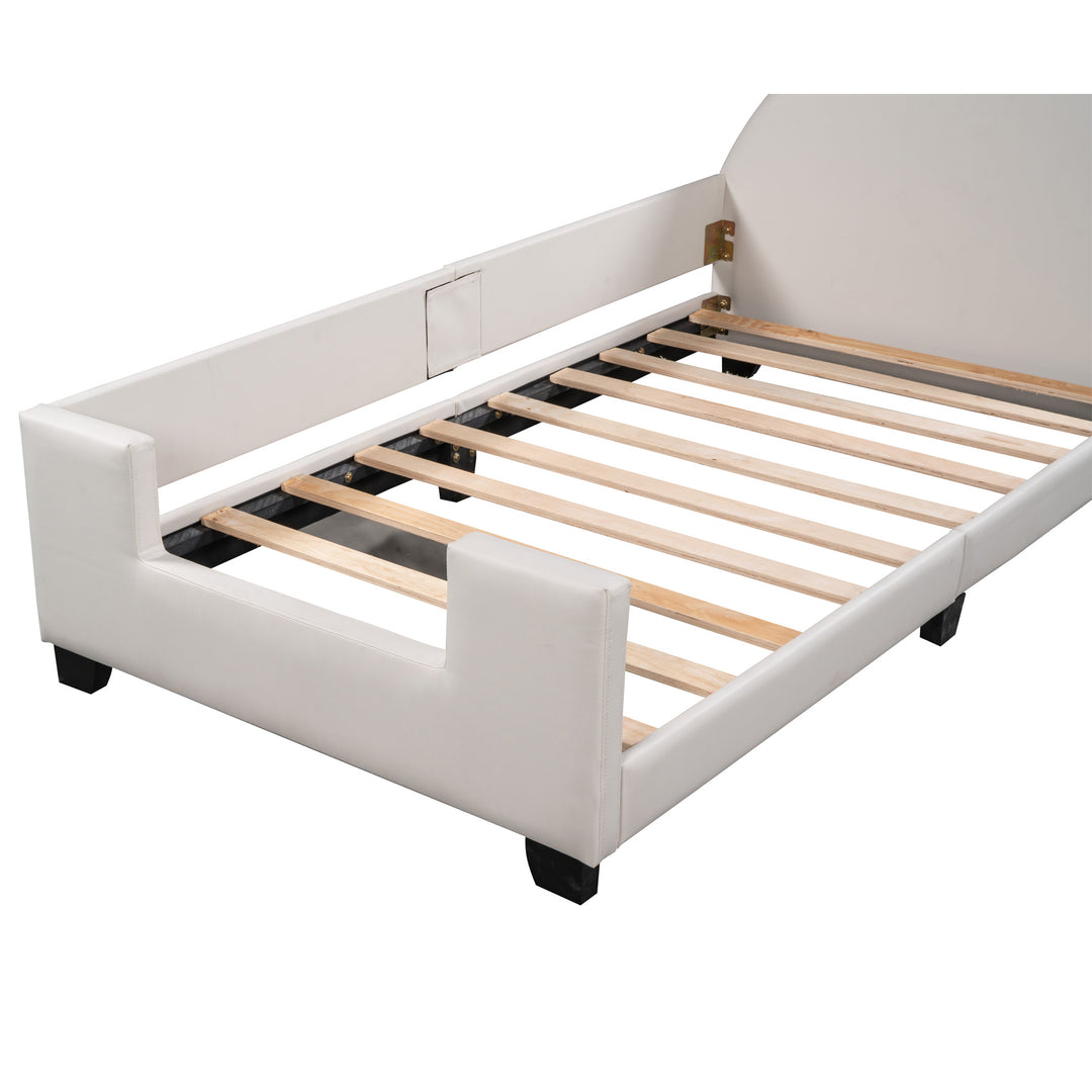 Twin Size Upholstered Daybed with Carton Ears Shaped Headboard