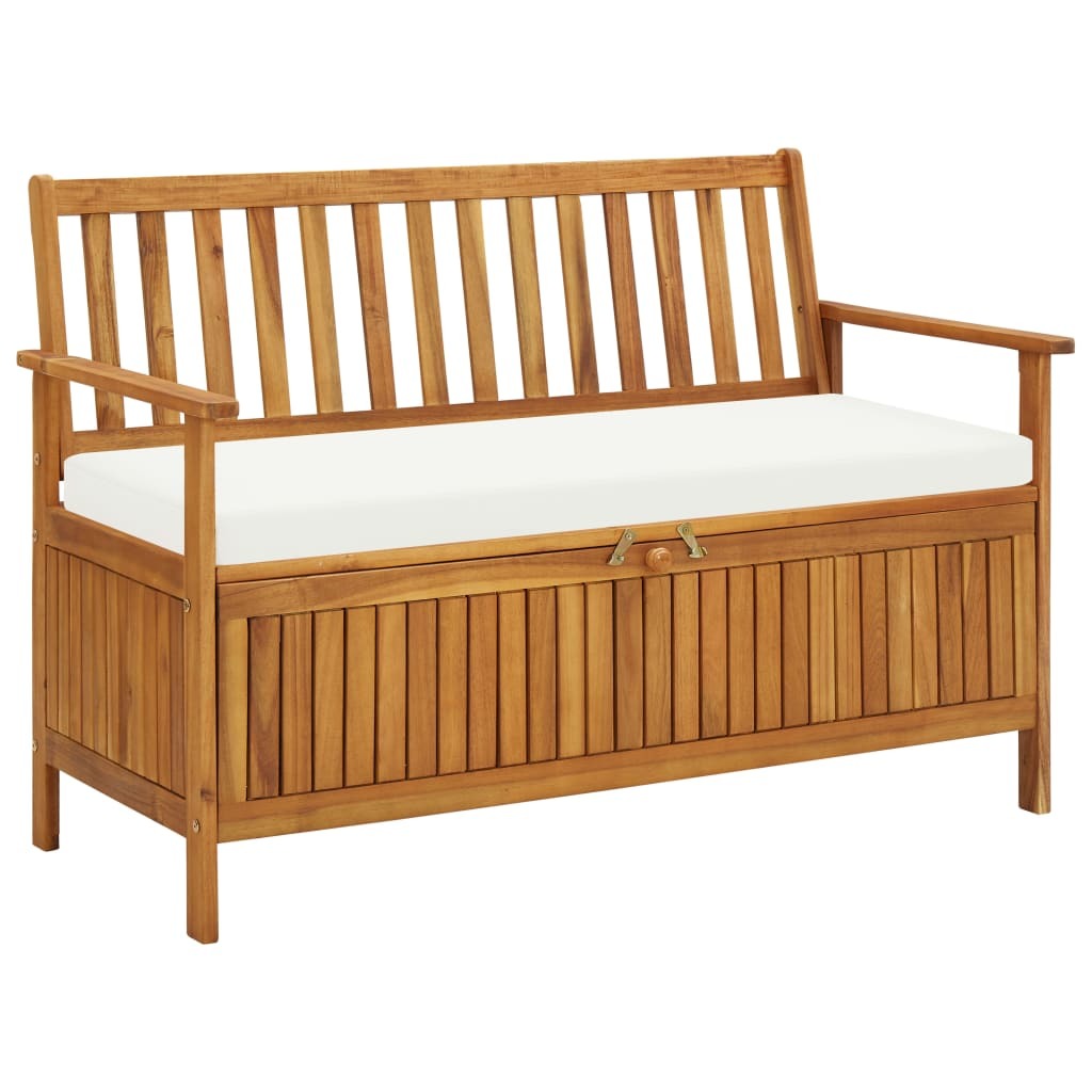 Garden Storage Bench Solid Acacia Wood 47.2"x24.8"x33.1"