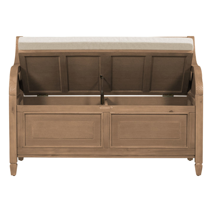 TREXM 42' Rustic Style Solid wood Entryway Multifunctional Storage Bench with Safety Hinge